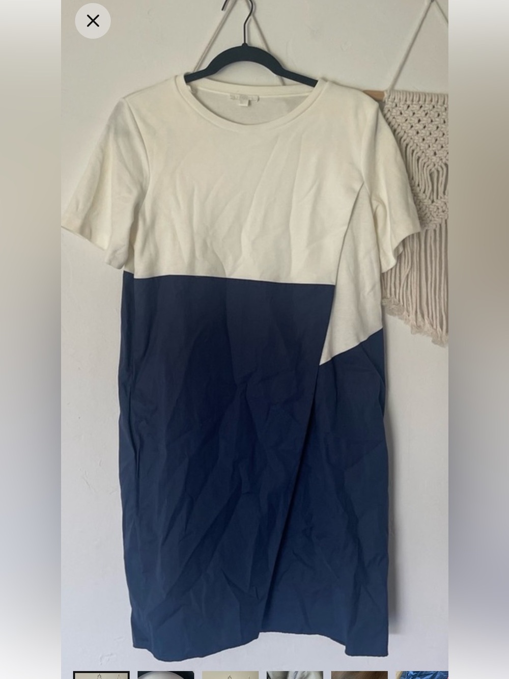 COS Two-Tone Navy and White Crewneck dress